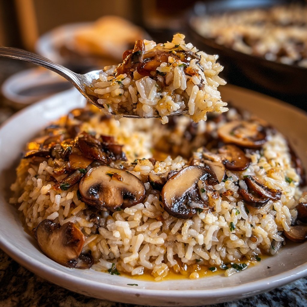 Creamy Mushroom Rice with Garlic Oil
