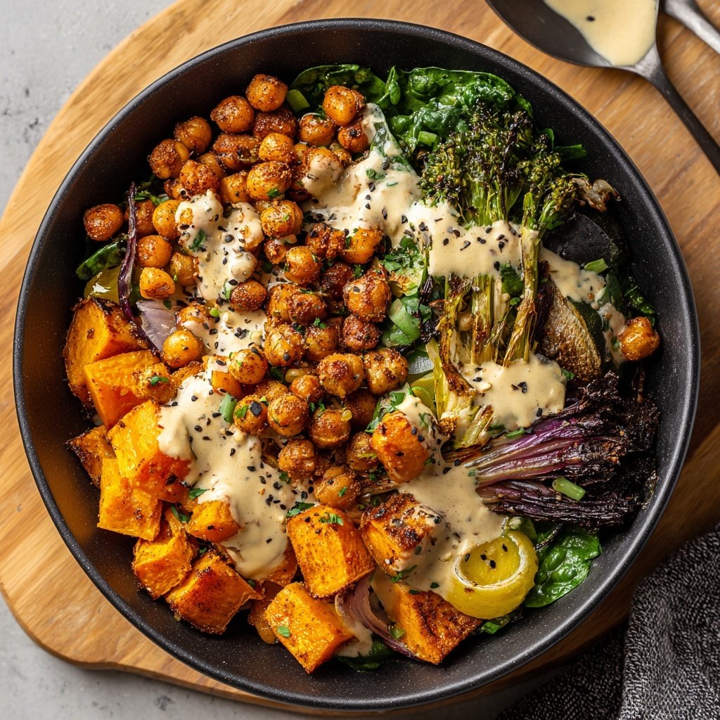 Healthy Dinner Lemon Tahini Veggie Bowl