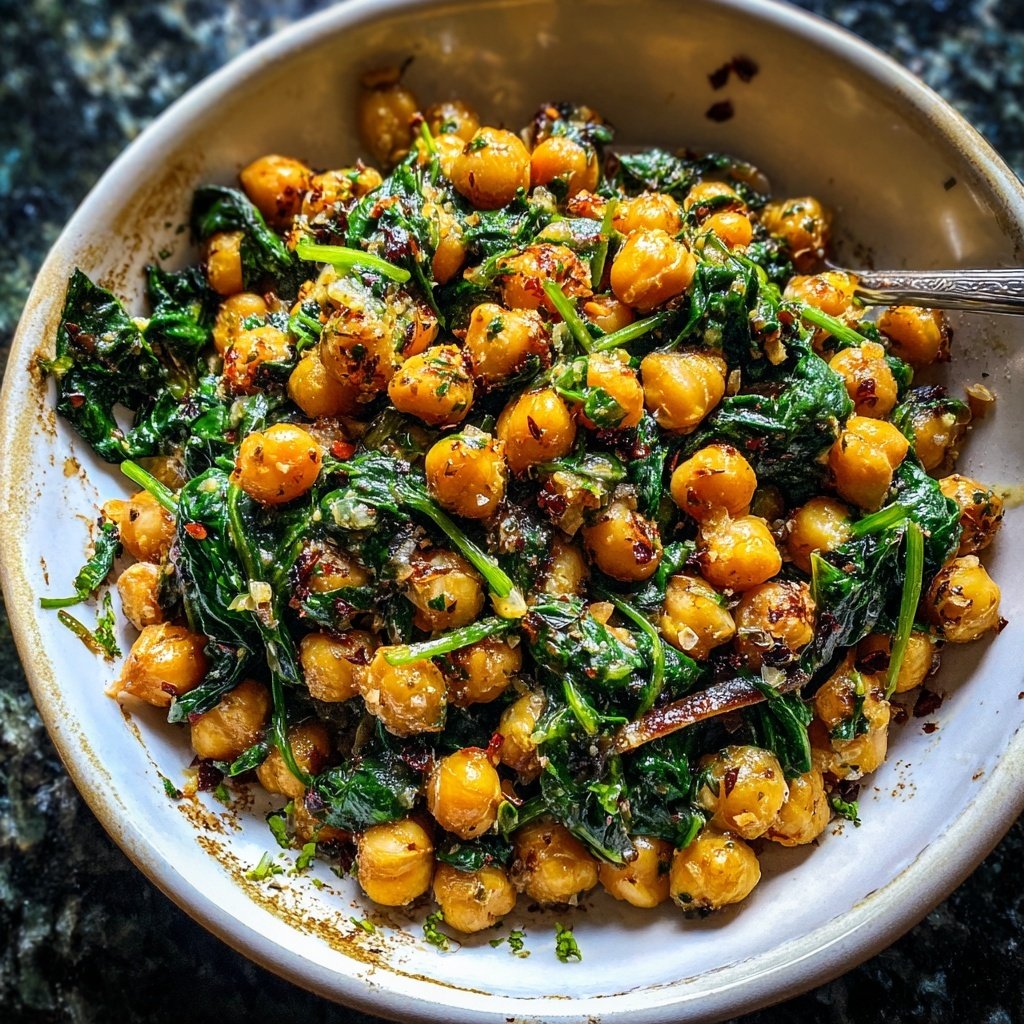 Lemon Herb Chickpea Skillet with Spinach