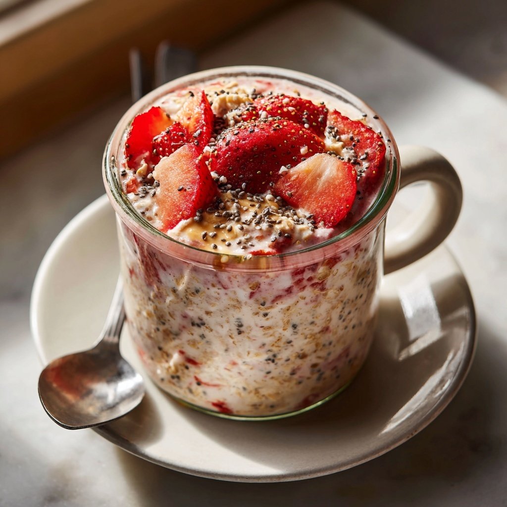 Strawberry Overnight Oats With Chia