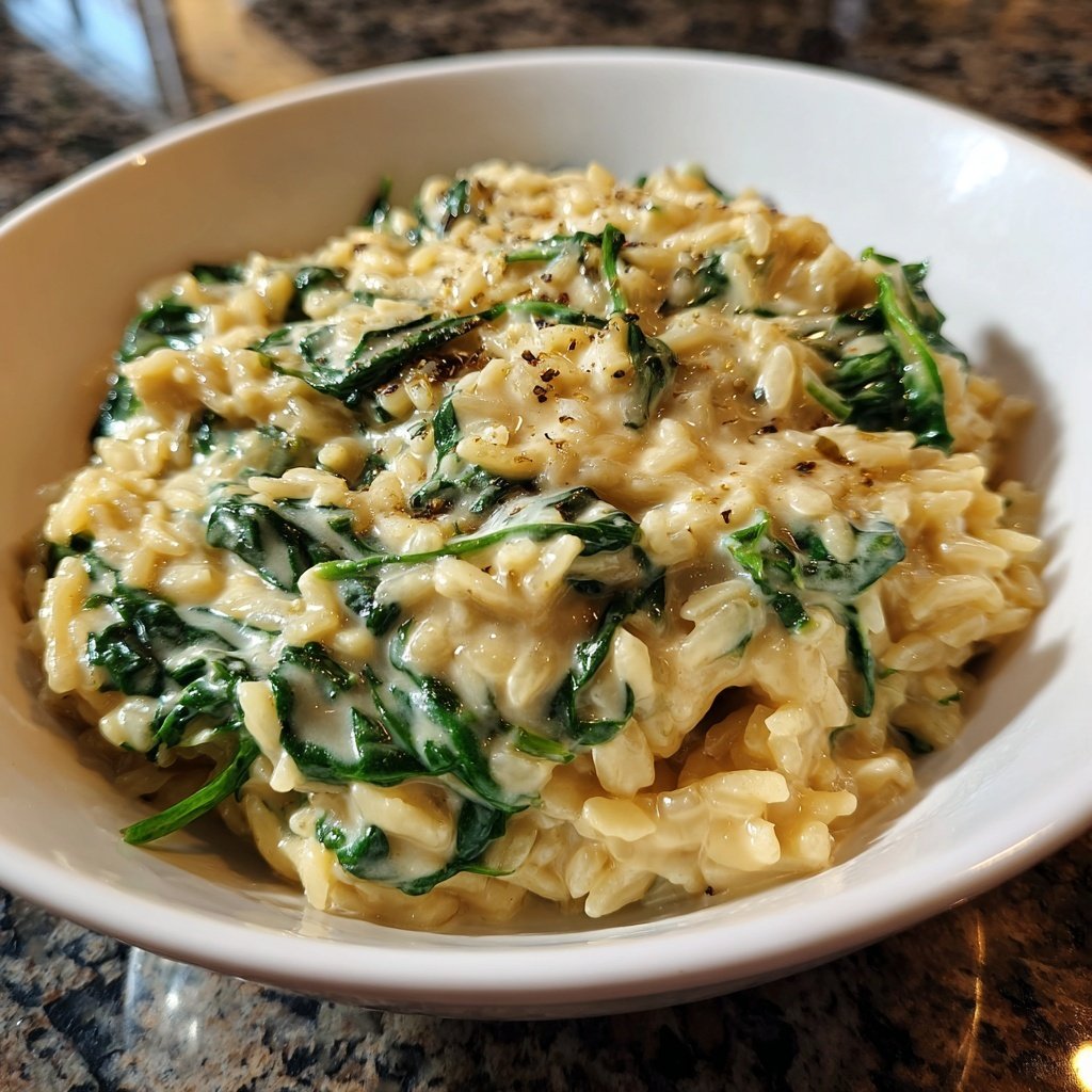 Creamy Garlic Rice with Spinach