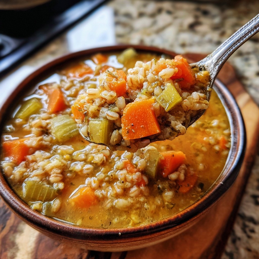 Healthy Crockpot Barley Vegetable Soup