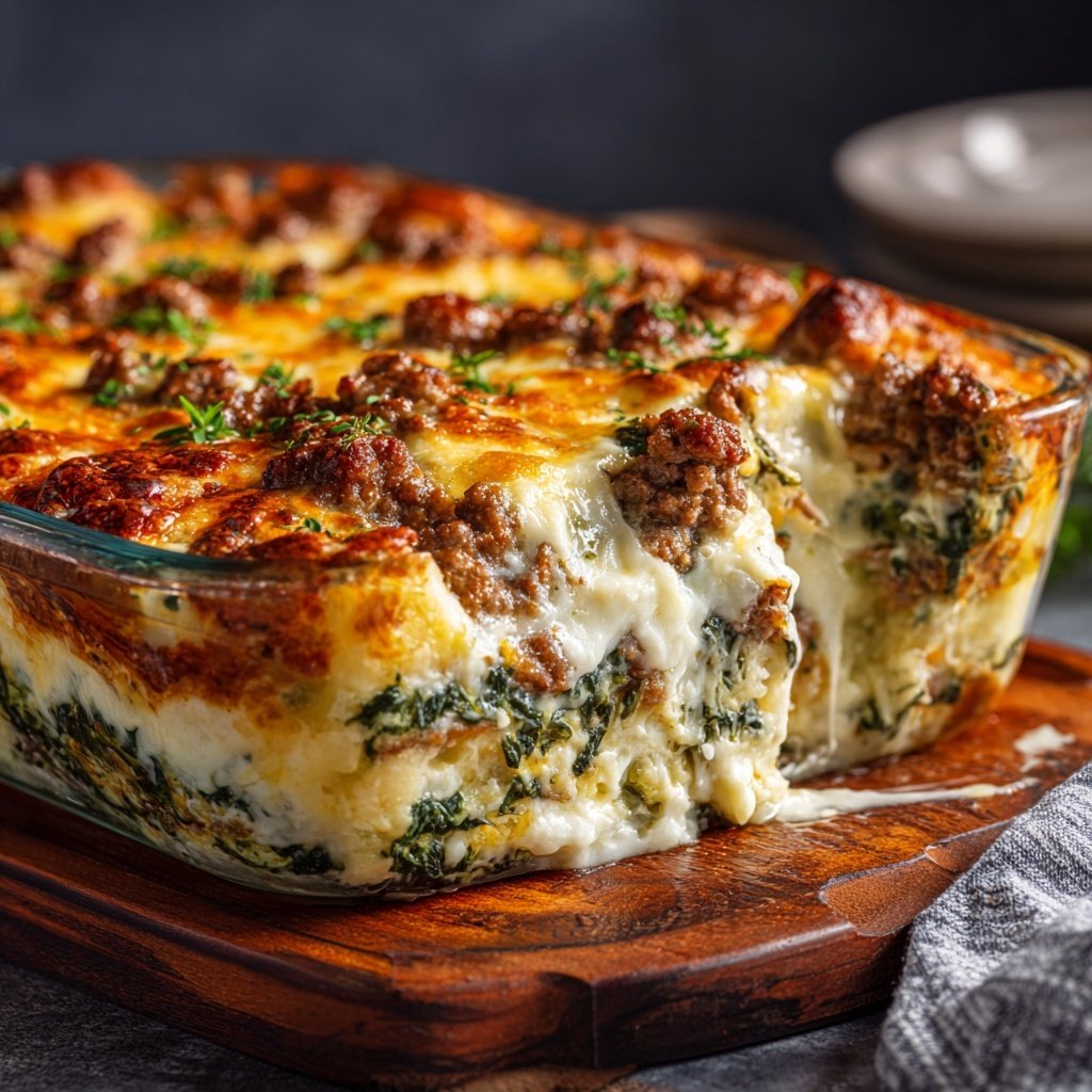 Ground Beef And Spinach Casserole