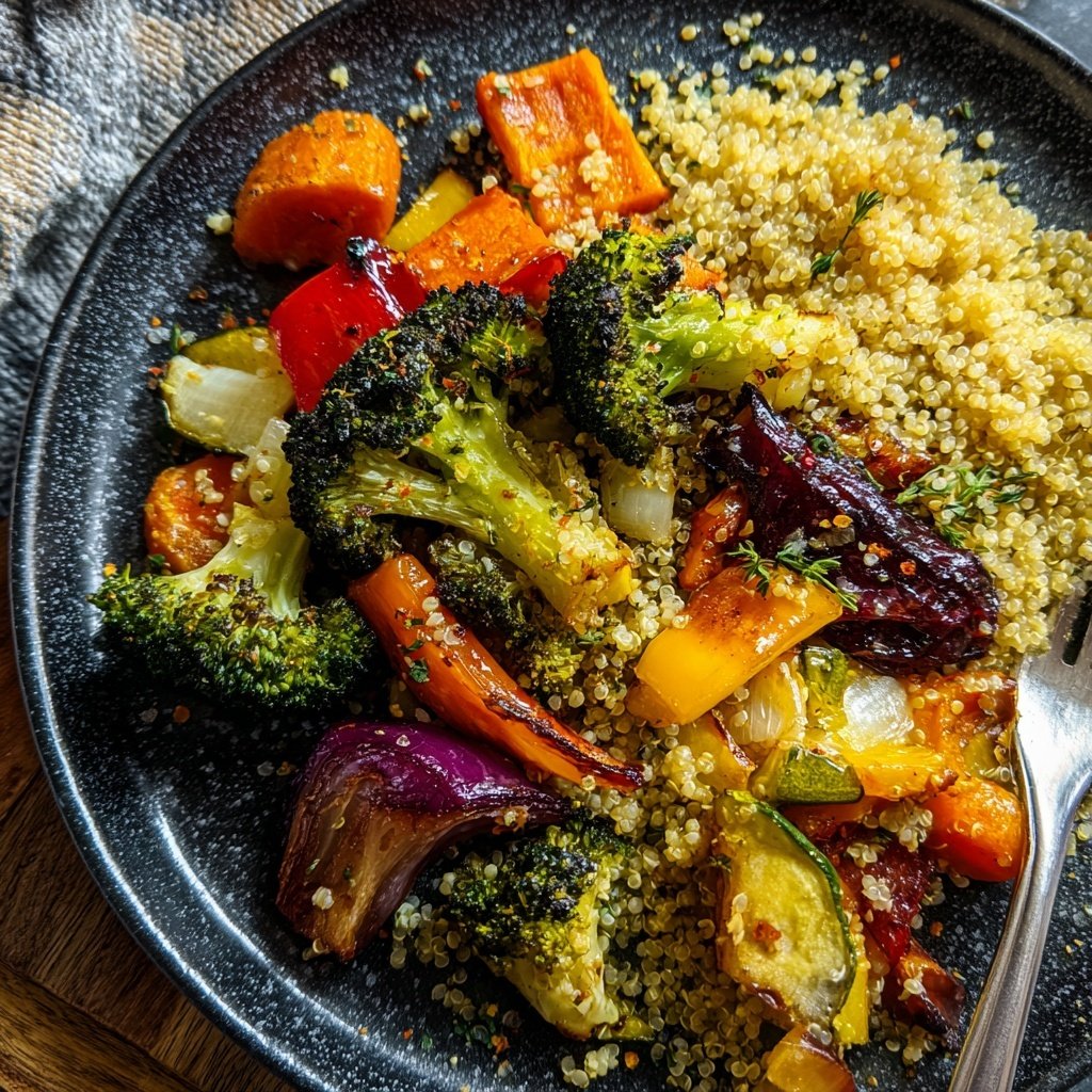 Healthy Dinner Roasted Veggie Quinoa Plate