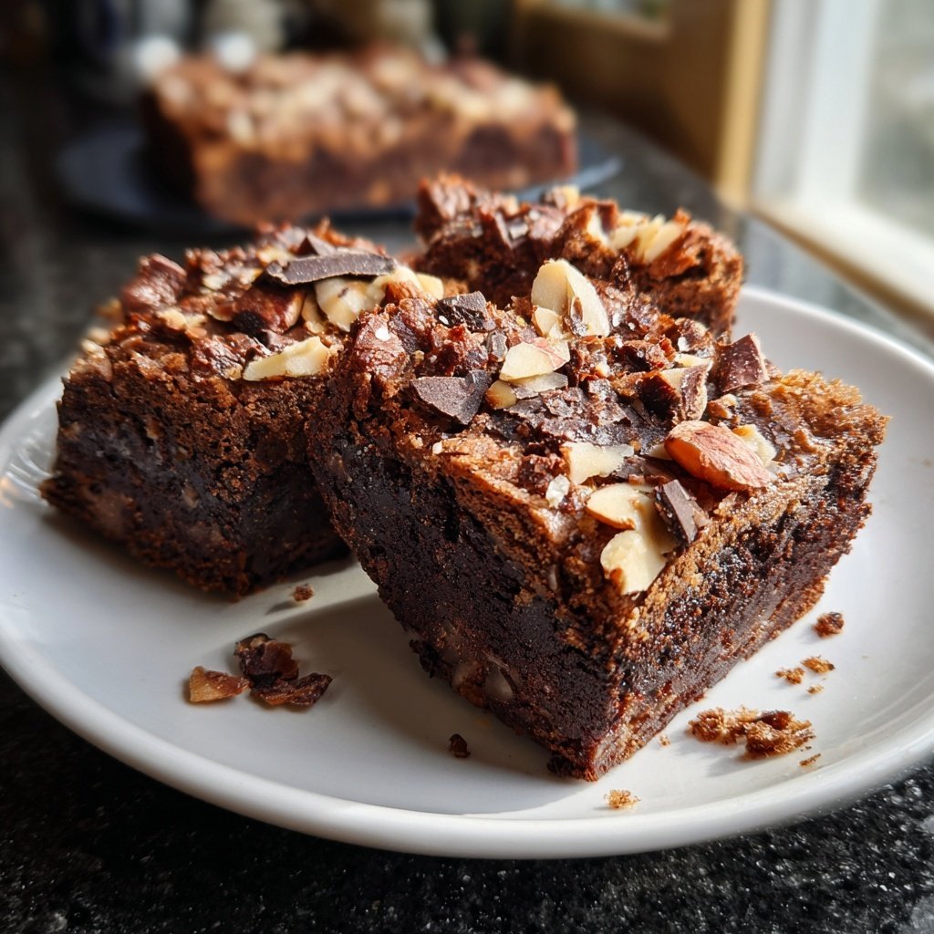 Cottage Cheese Brownies with Maple Almond Topping