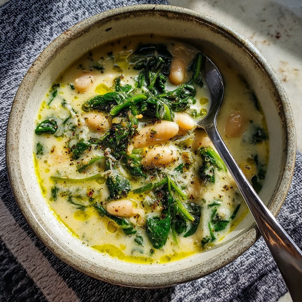 Creamy White Bean Soup With Spinach