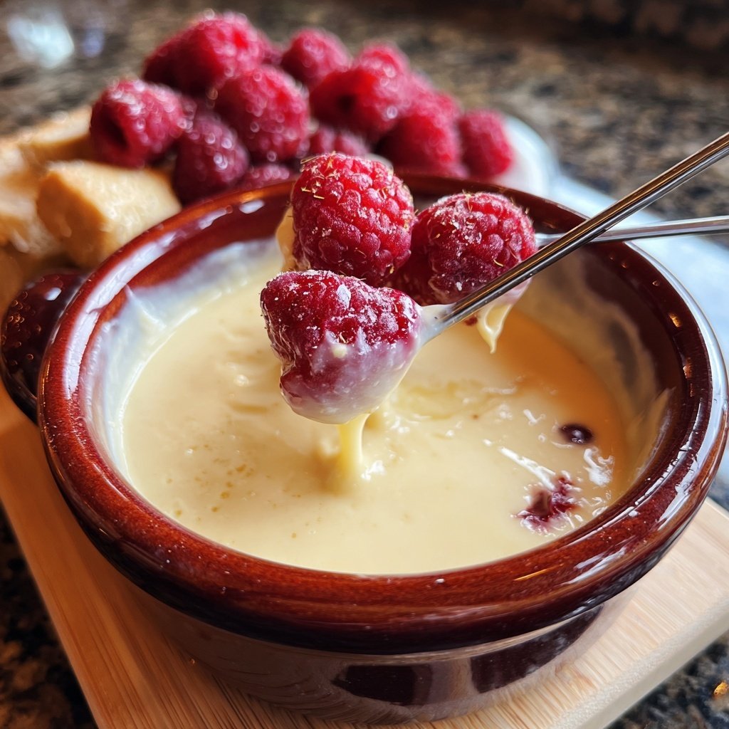 White Chocolate Fondue with Raspberries