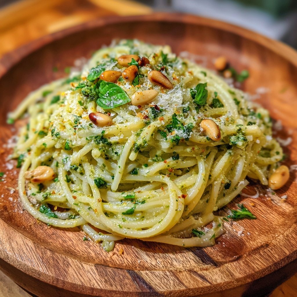 Angel Hair Pasta With Creamy Pesto