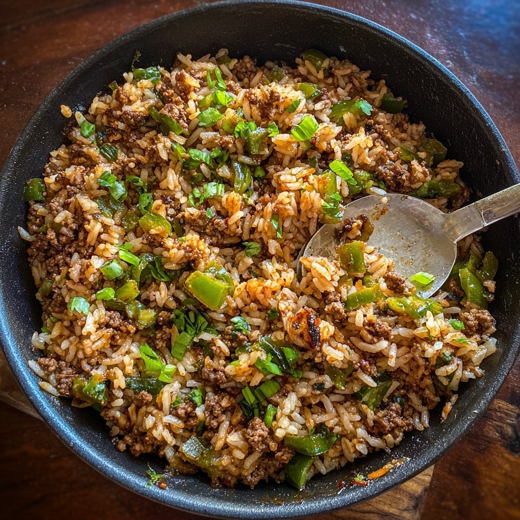 Ground Beef And Onion Rice Skillet